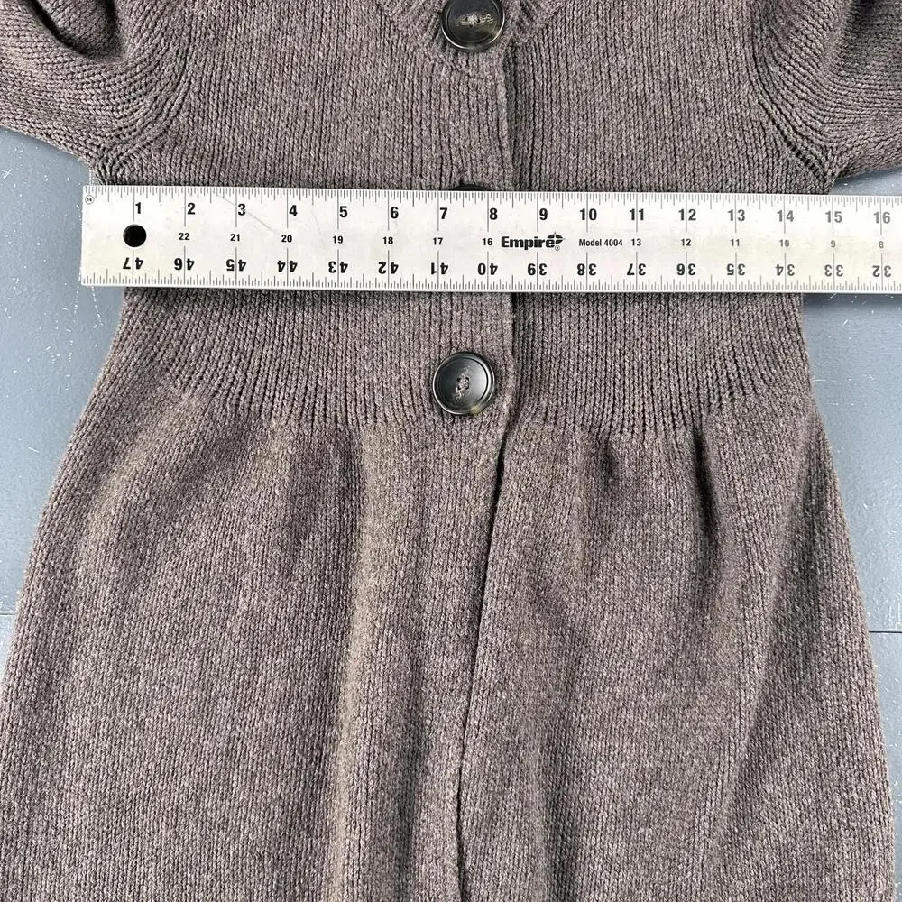 Vince Cardigan Sweater Women Small Chocolate Brown Cardigan Balloon Sleeve Wool - Picture 5 of 7